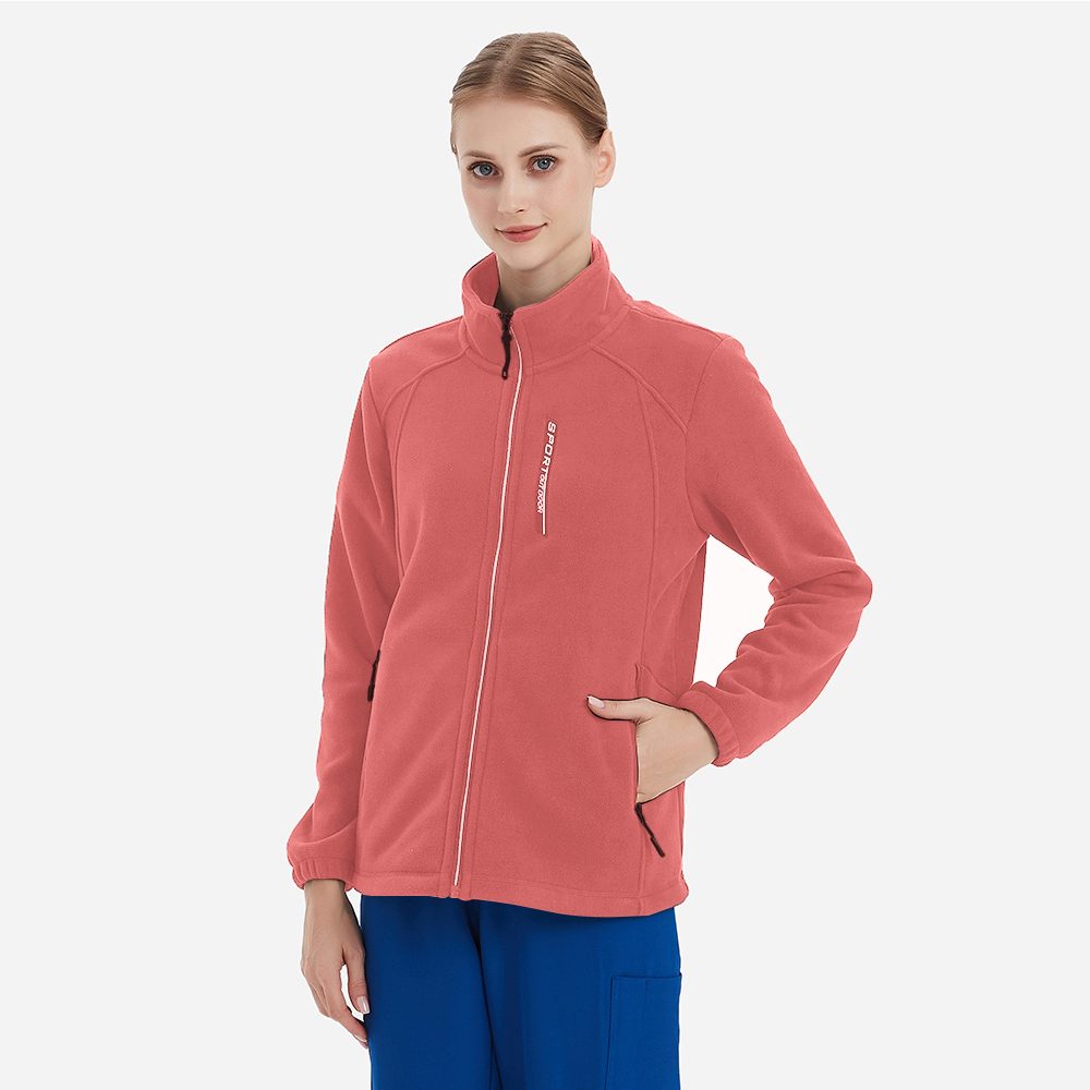 House fleece jacket for nurse scrubs in rouge