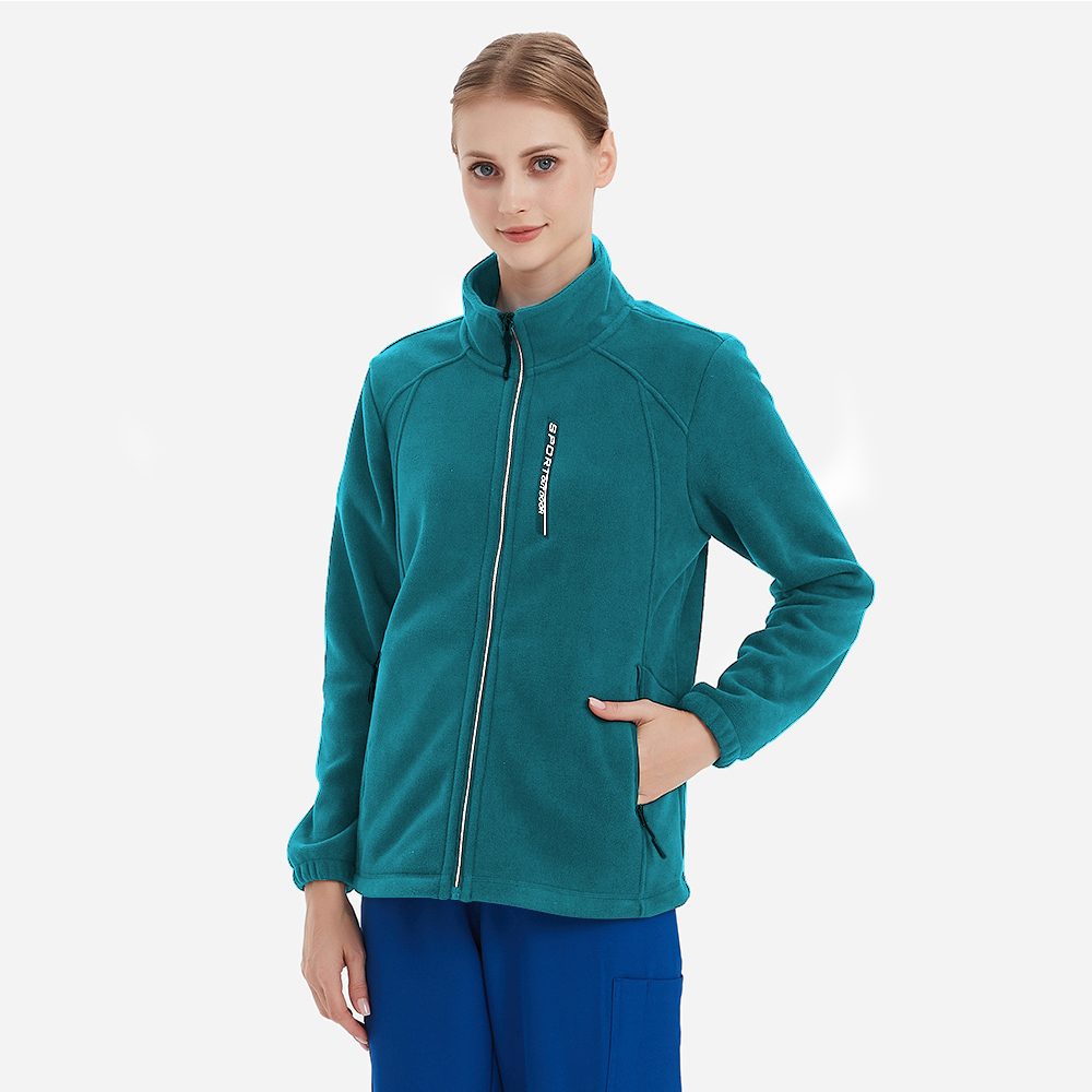 House fleece jacket for nurse scrubs in teal