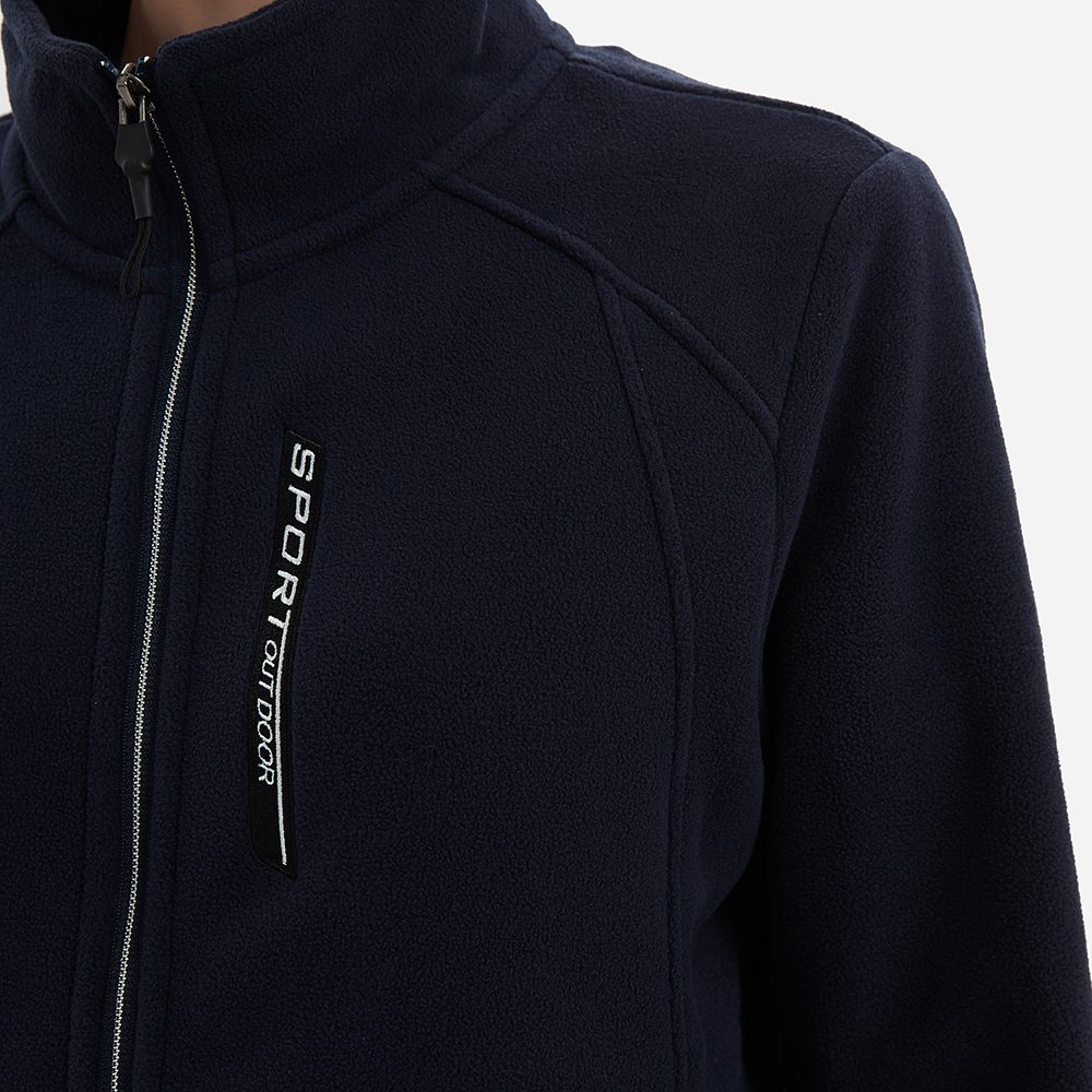 Fleece jacket zip and chest detail