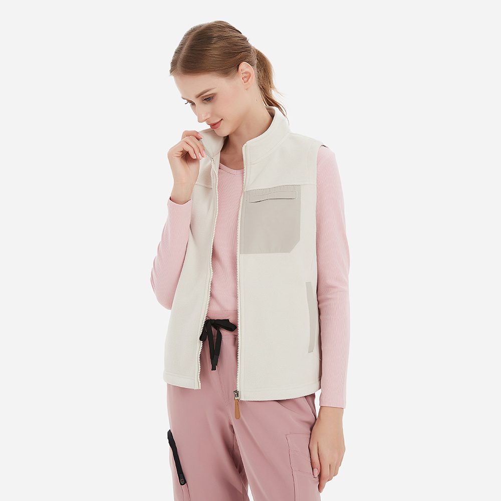 Women's fleece vest, alternate front view