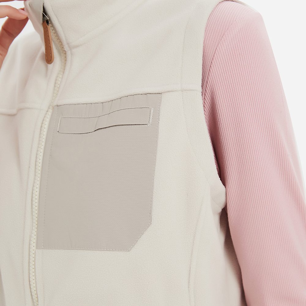 Fleece vest contrast chest pocket detail