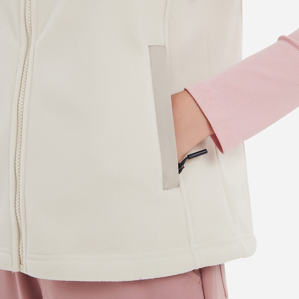 Fleece vest side zip pocket detail