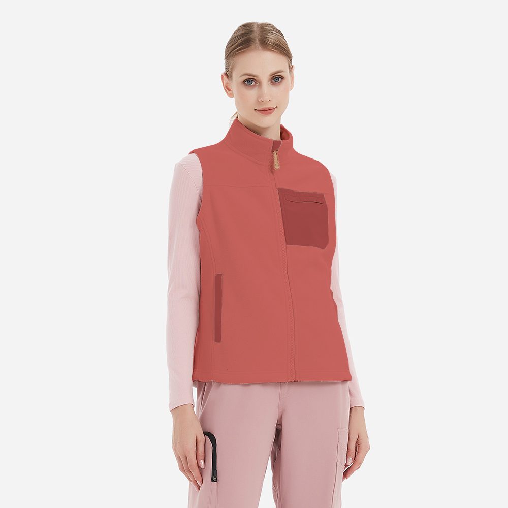 Women's fleece vest in rouge