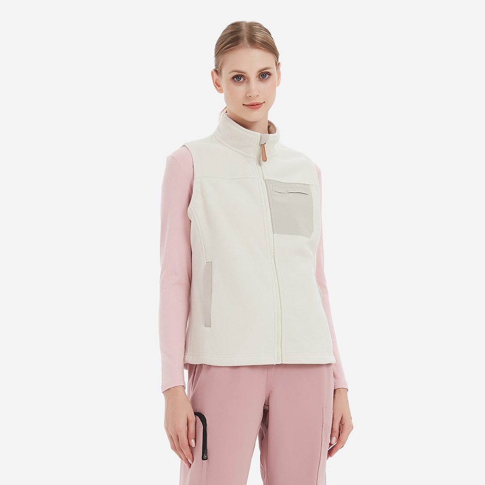 Women's off-white fleece vest